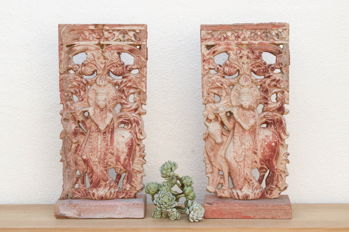 Set of 2, Vintage Krishna Statues