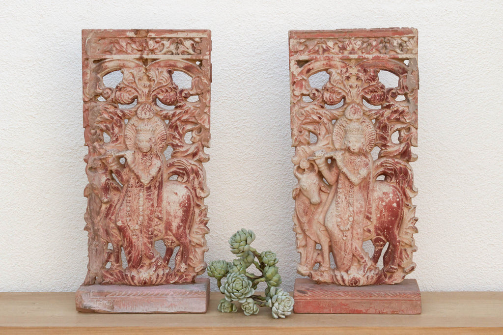 Set of 2, Vintage Krishna Statues