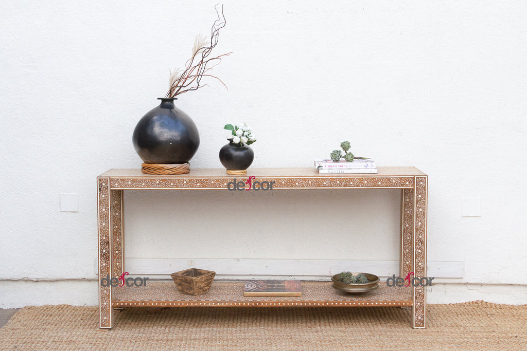 Extraordinary Leaf & Flower Inlay Console Table
