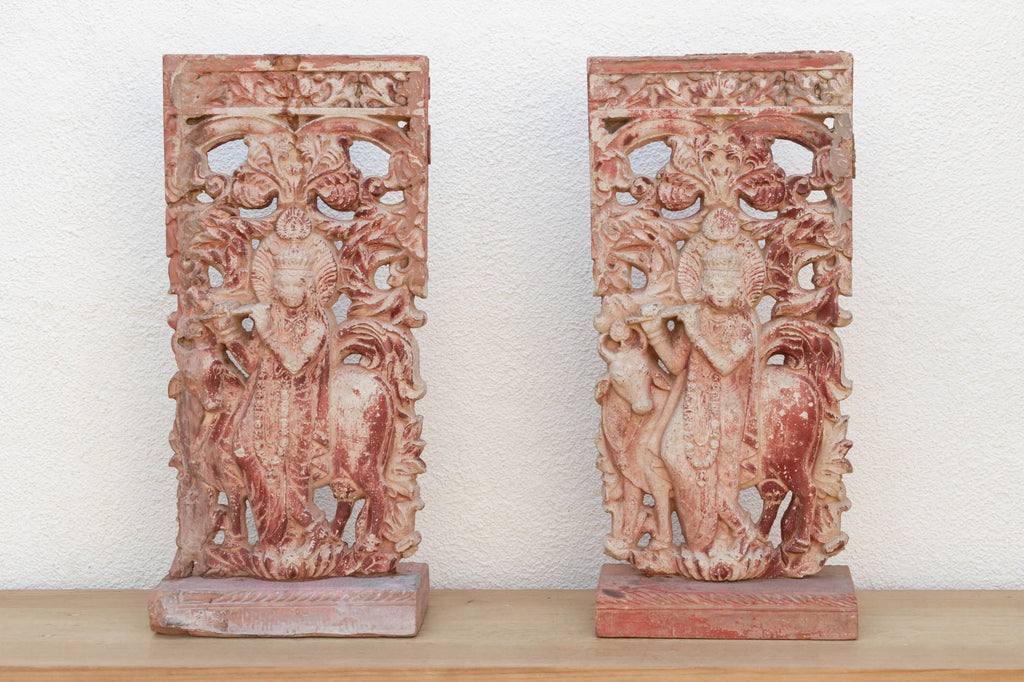 Set of 2, Vintage Krishna Statues