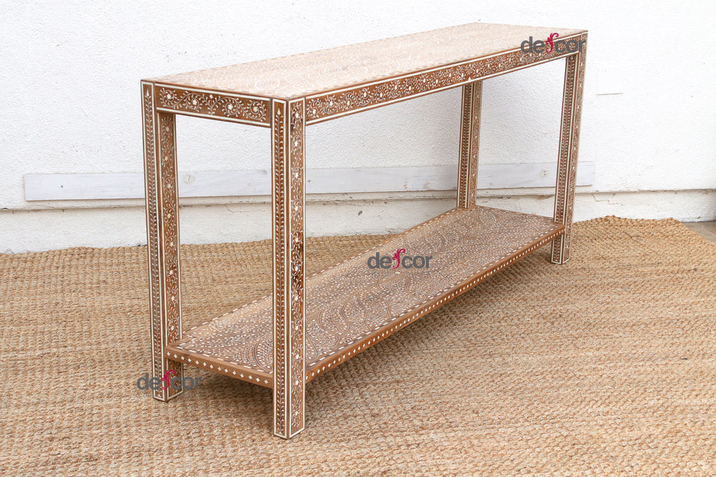 Extraordinary Leaf & Flower Inlay Console Table
