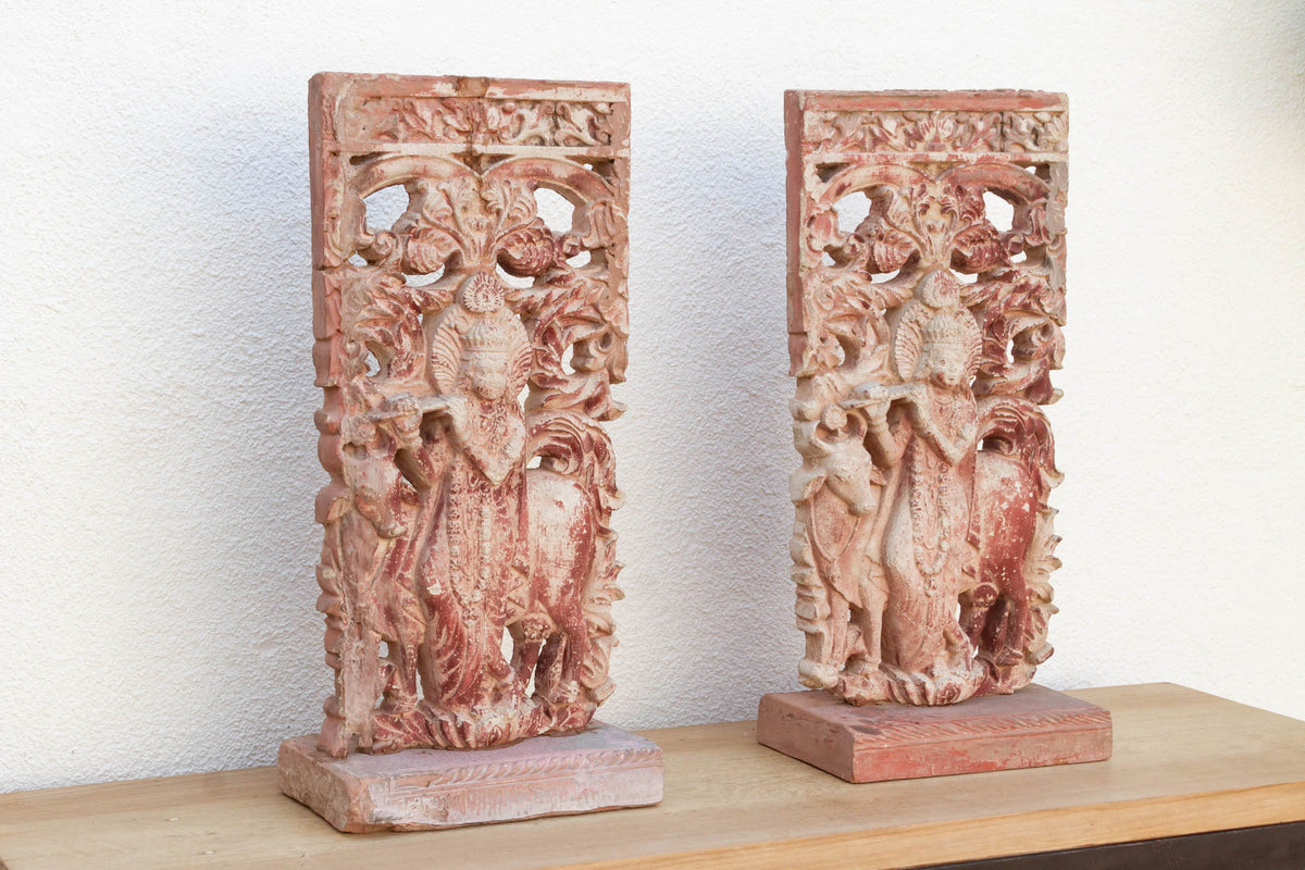 Set of 2, Vintage Krishna Statues