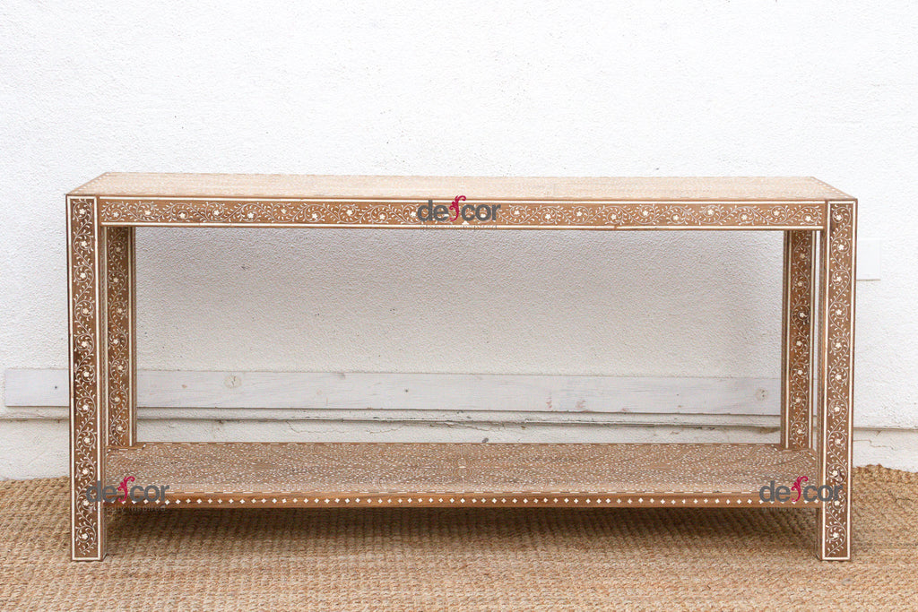 Extraordinary Leaf & Flower Inlay Console Table