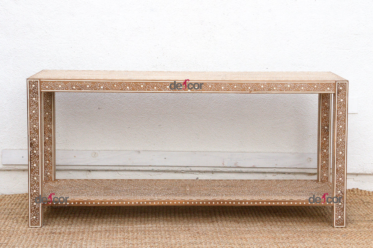 Extraordinary Leaf & Flower Inlay Console Table