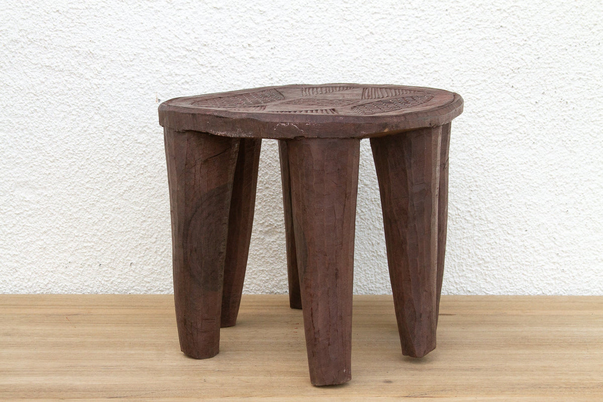Carved Chunky Wood African Stool