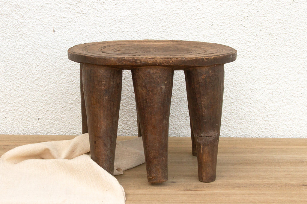 Rustic Finely Carved African Stool