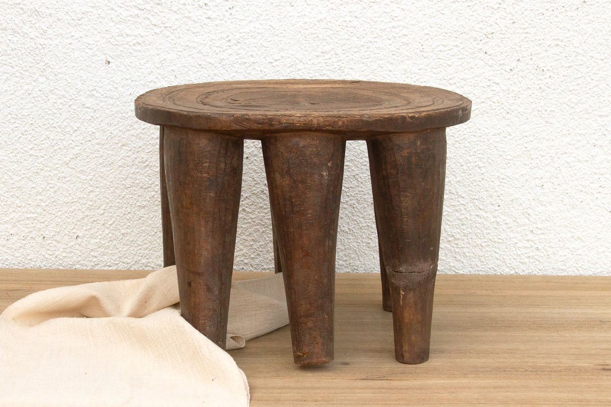 Rustic Finely Carved African Stool