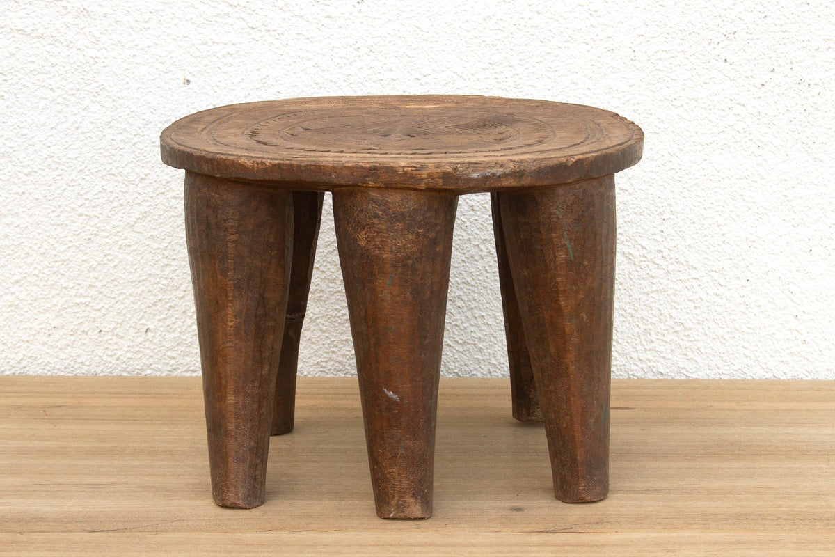 Rustic Finely Carved African Stool