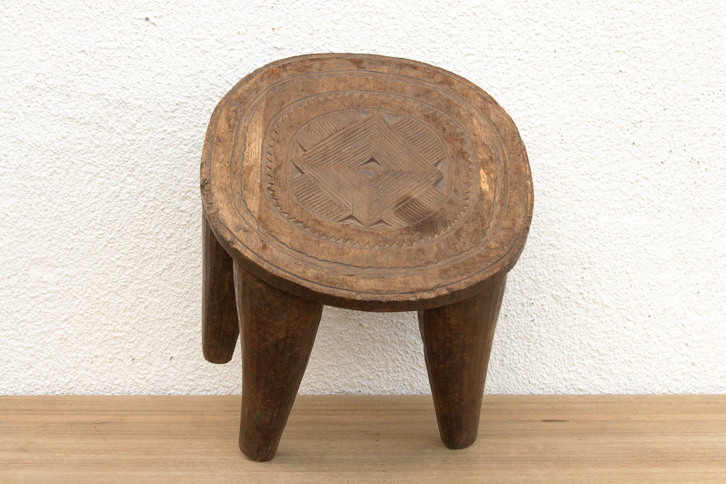 Rustic Finely Carved African Stool