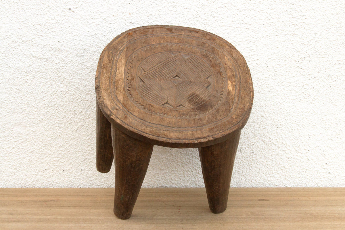 Rustic Finely Carved African Stool
