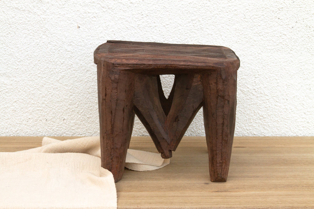 Vintage Market Day Carved Stool