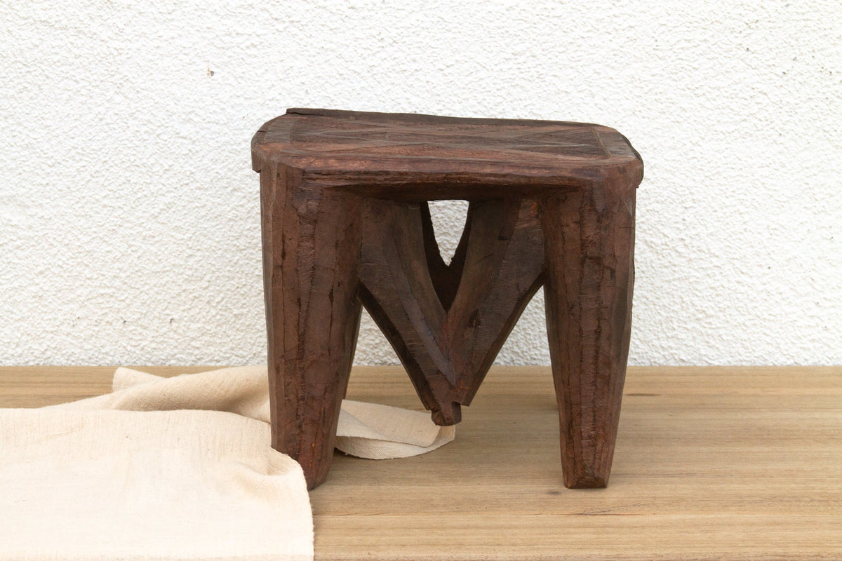 Vintage Market Day Carved Stool