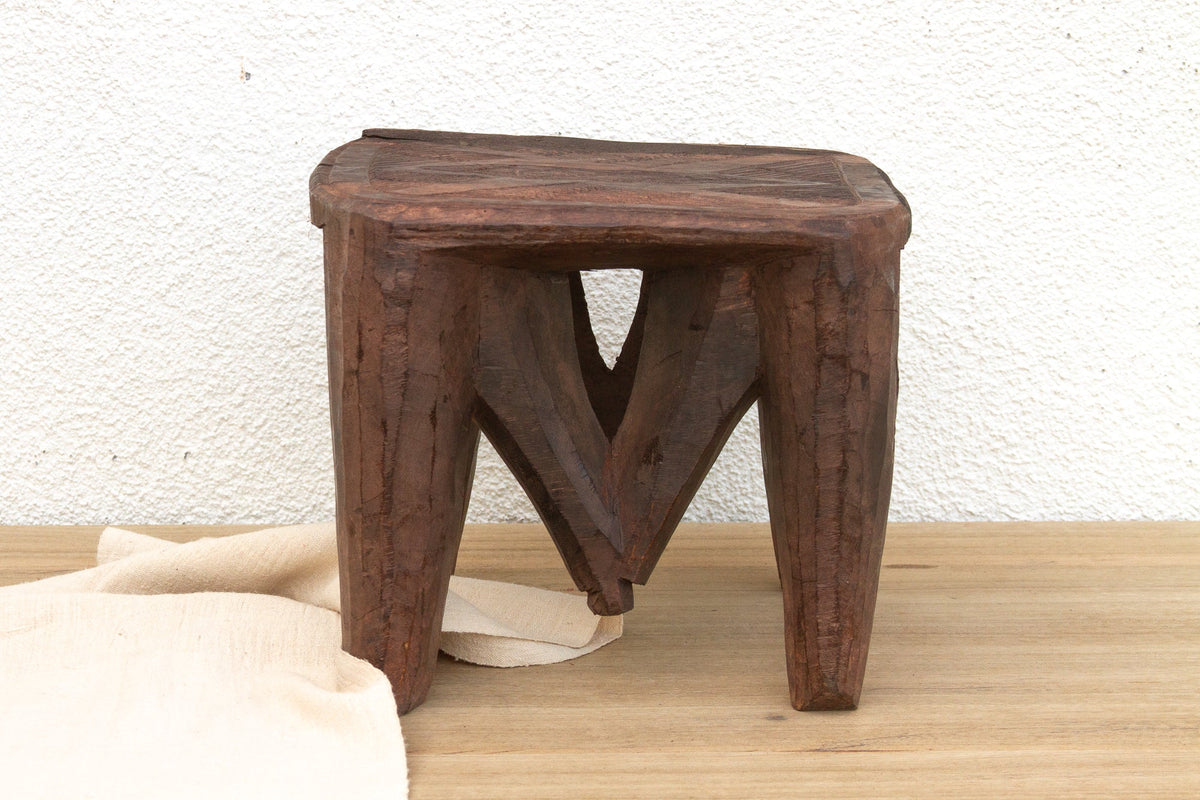 Vintage Market Day Carved Stool