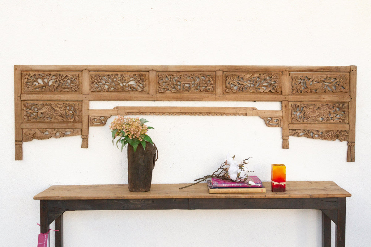 Beautifully Carved Decorative Lintel w/Bleached Finish