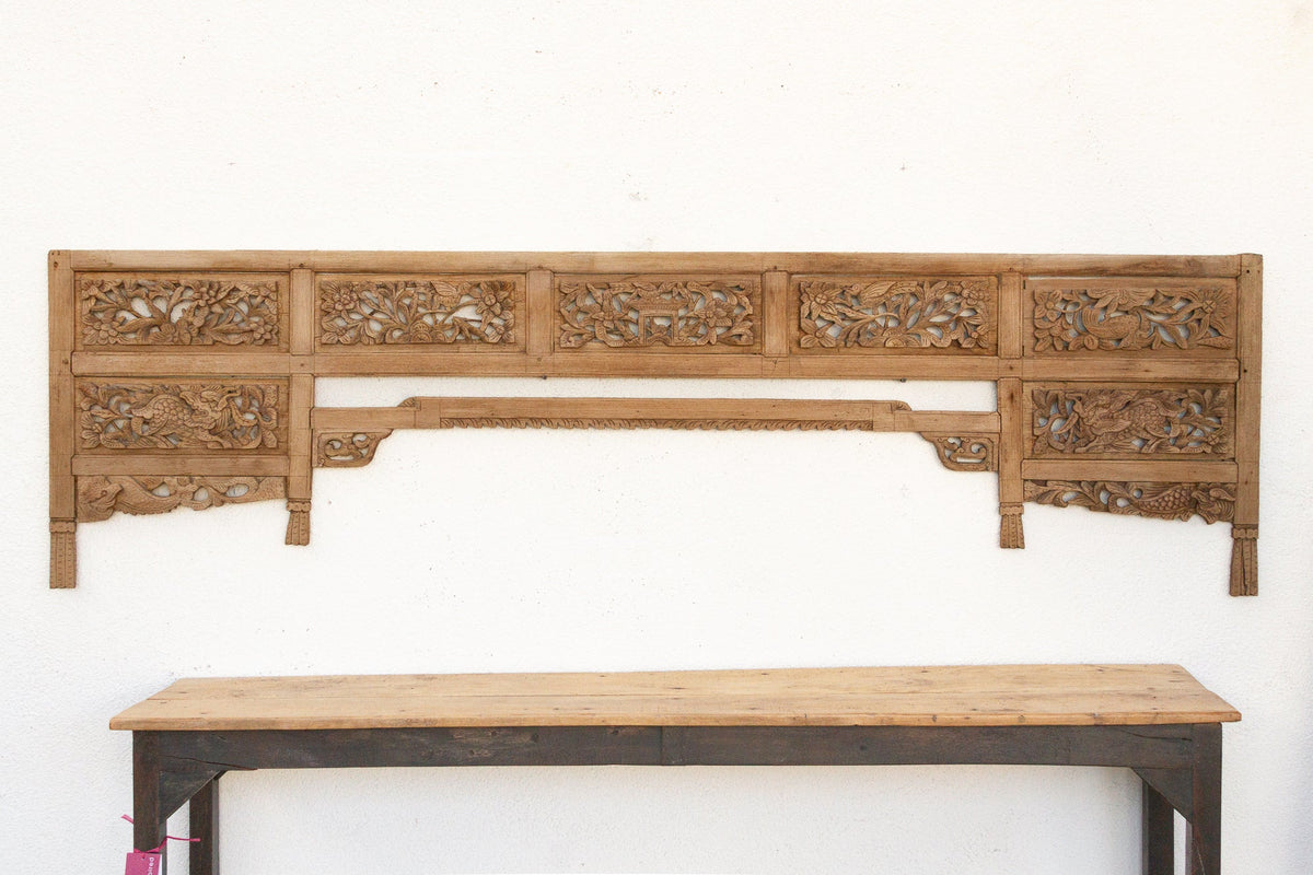 Beautifully Carved Decorative Lintel w/Bleached Finish