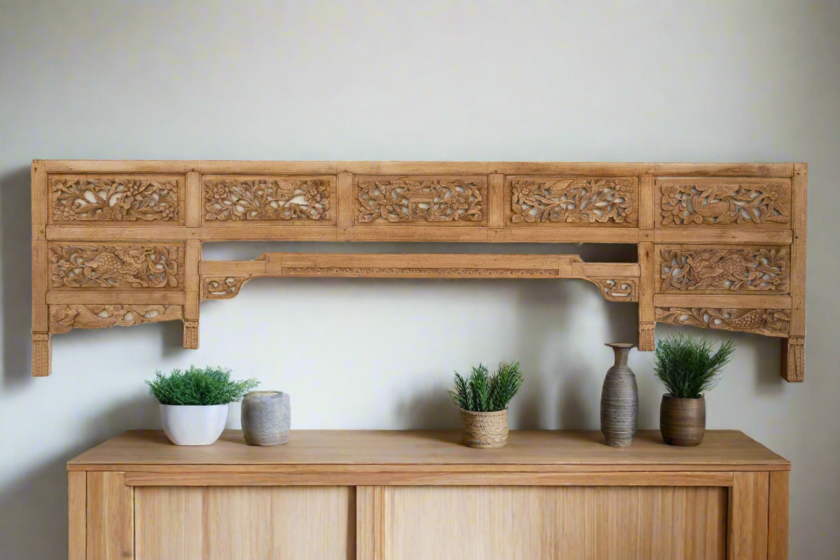 Beautifully Carved Decorative Lintel w/Bleached Finish