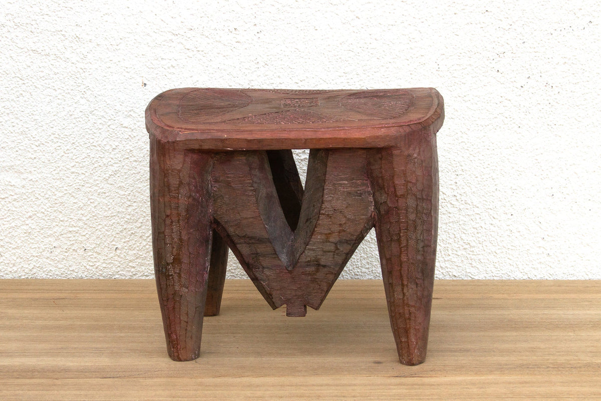 Tribal Design Nupe Carved Stool
