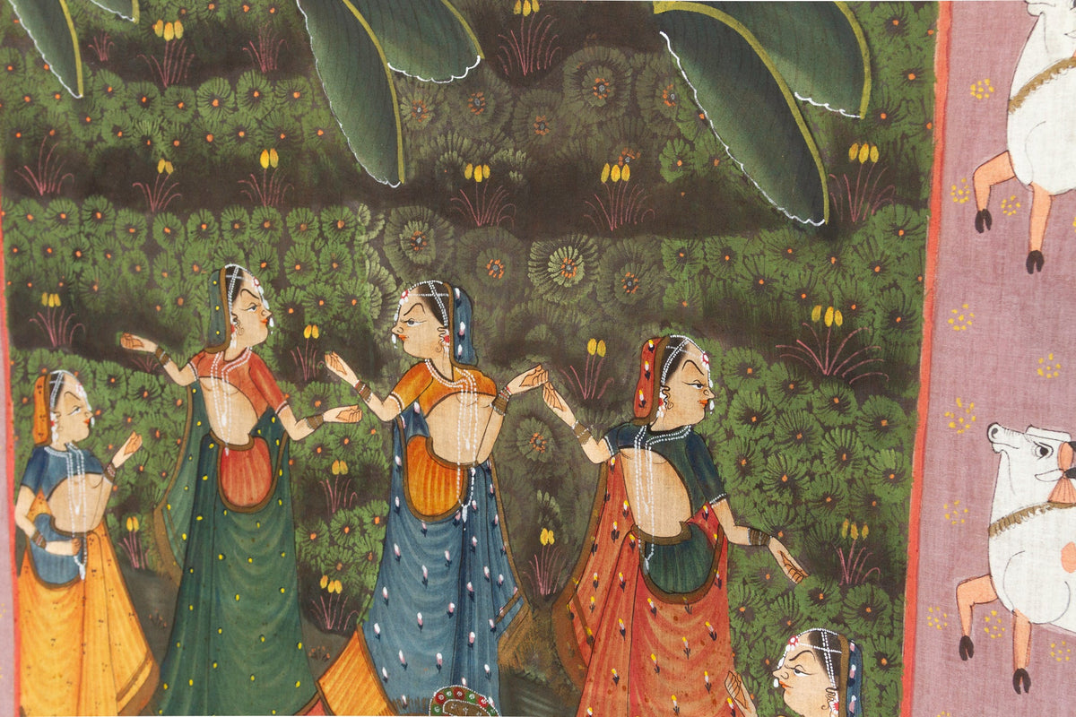 Large Indian Divine Art, Krishna's Cosmic Dance