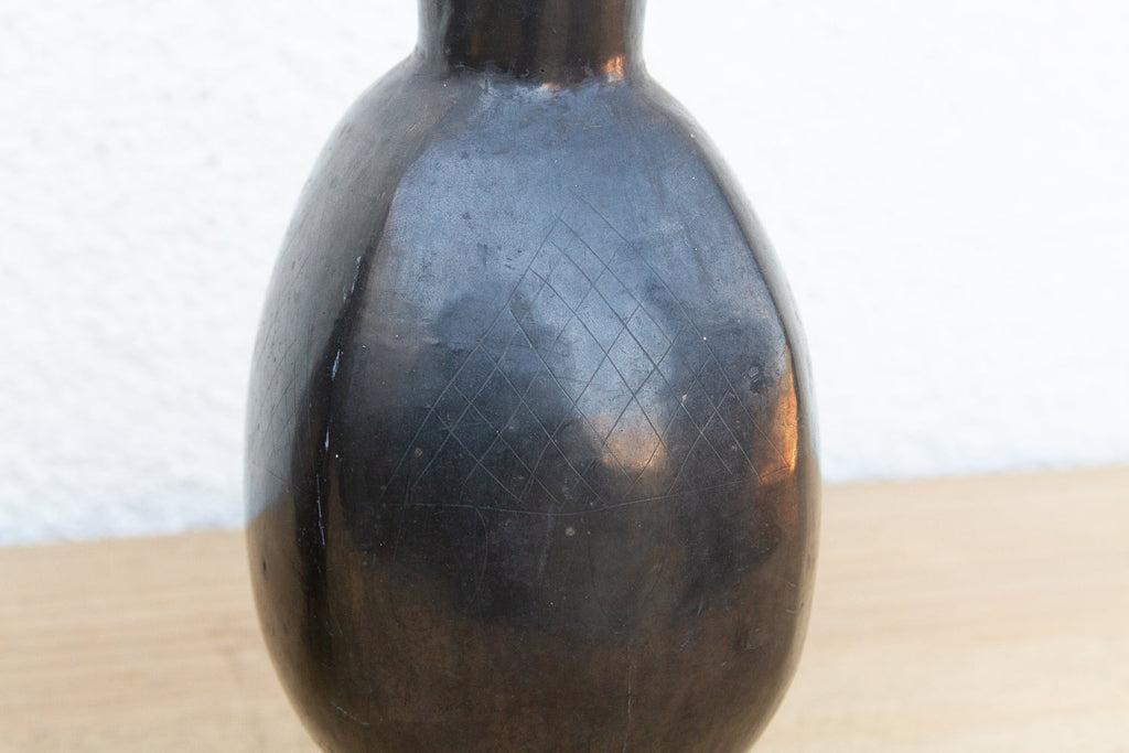 Pair of Vintage Oaxacan Black Clay Vases
