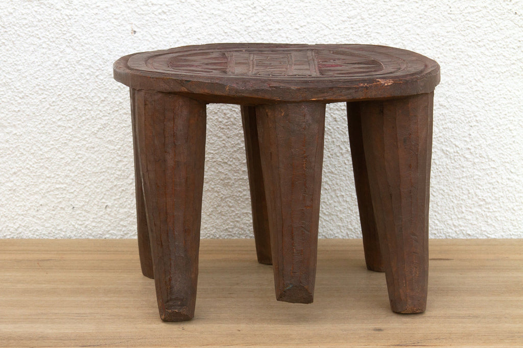 Patinated Brown Carved African Stool