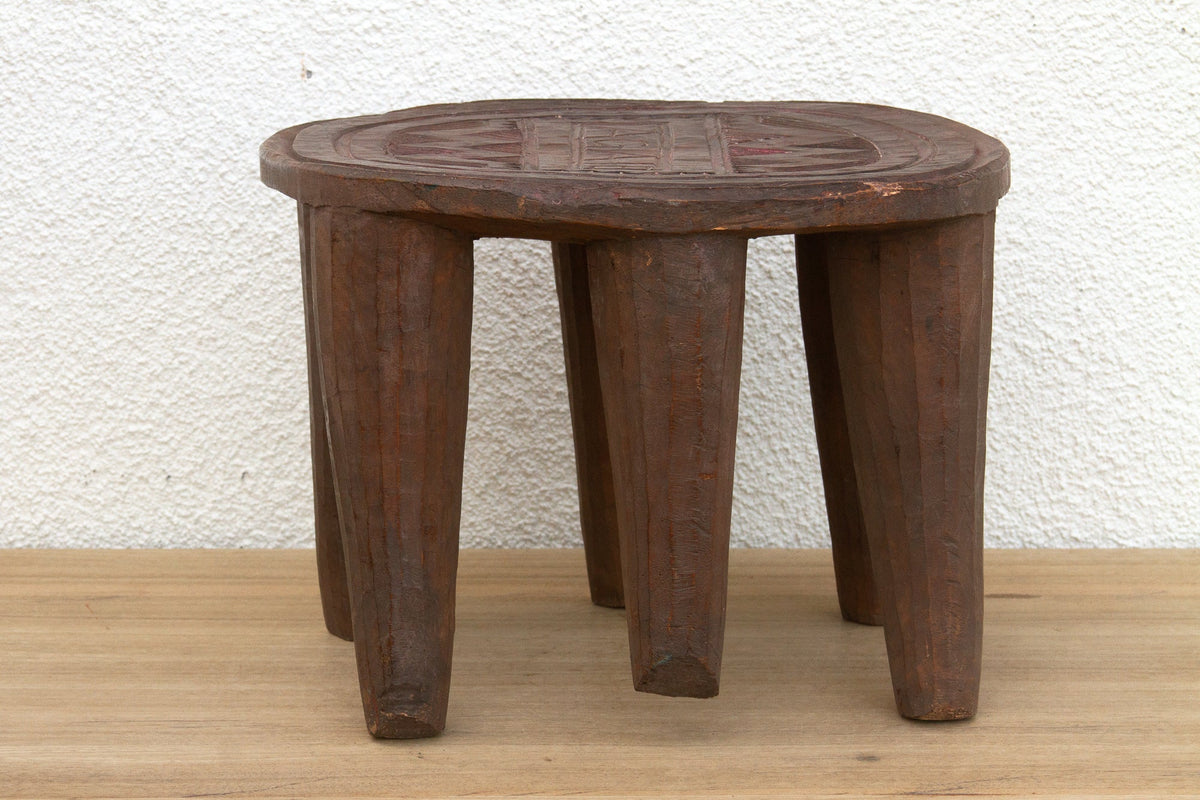Patinated Brown Carved African Stool