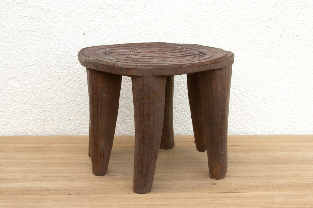 Patinated Brown Carved African Stool