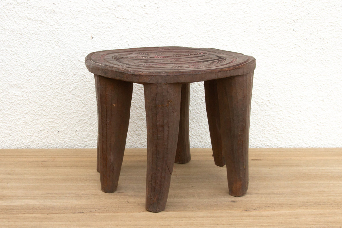 Patinated Brown Carved African Stool