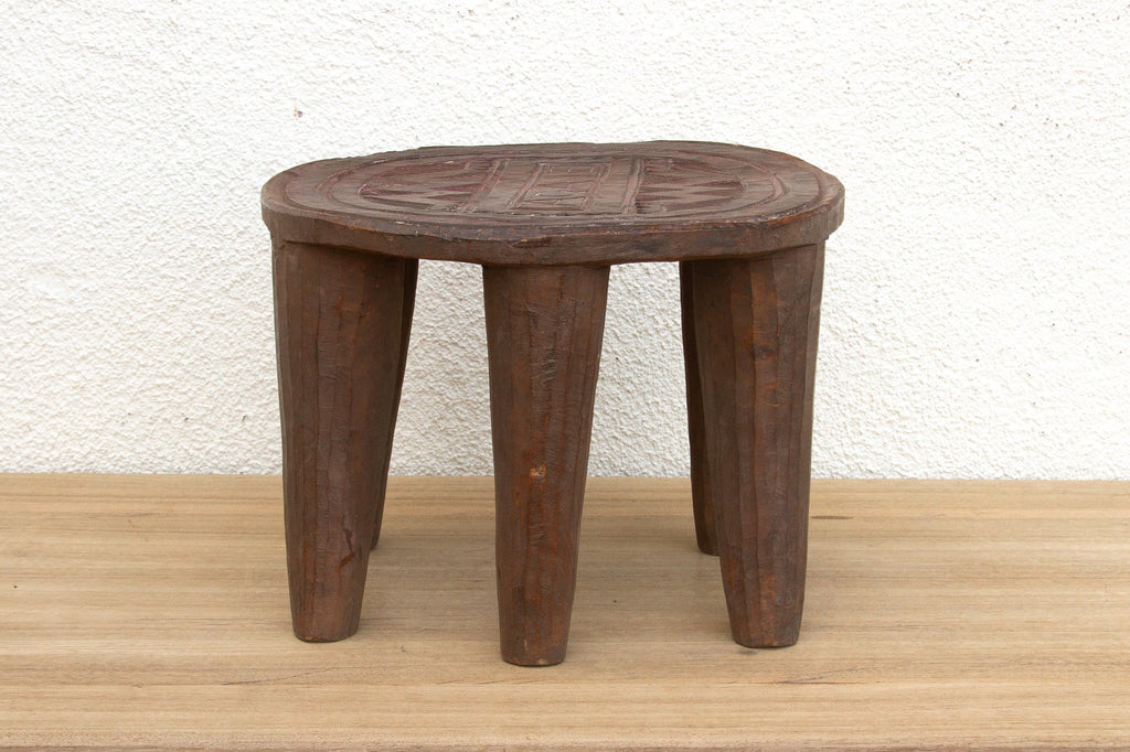 Patinated Brown Carved African Stool
