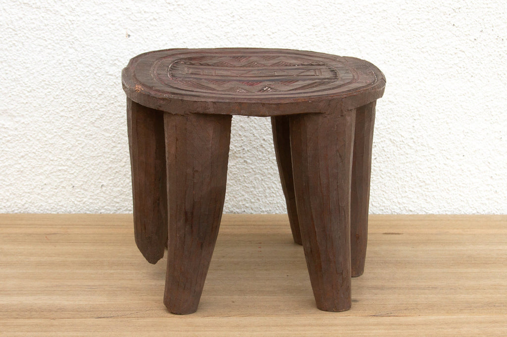 Patinated Brown Carved African Stool
