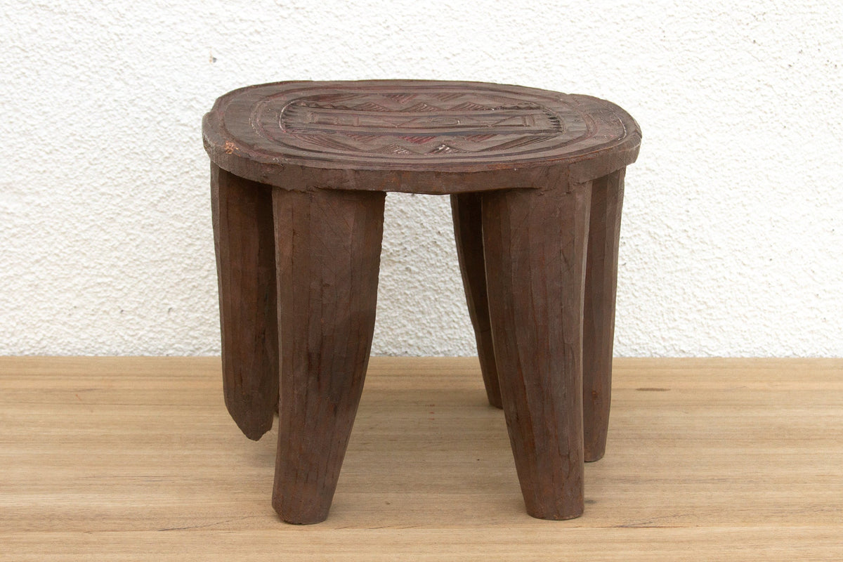 Patinated Brown Carved African Stool