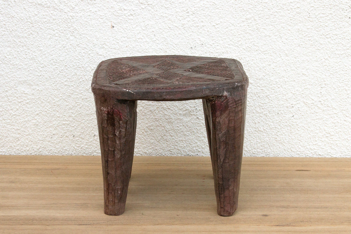 Carved Nupe Stool, Geometric Grace