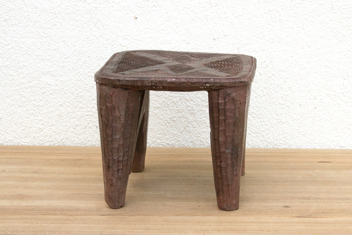 Carved Nupe Stool, Geometric Grace
