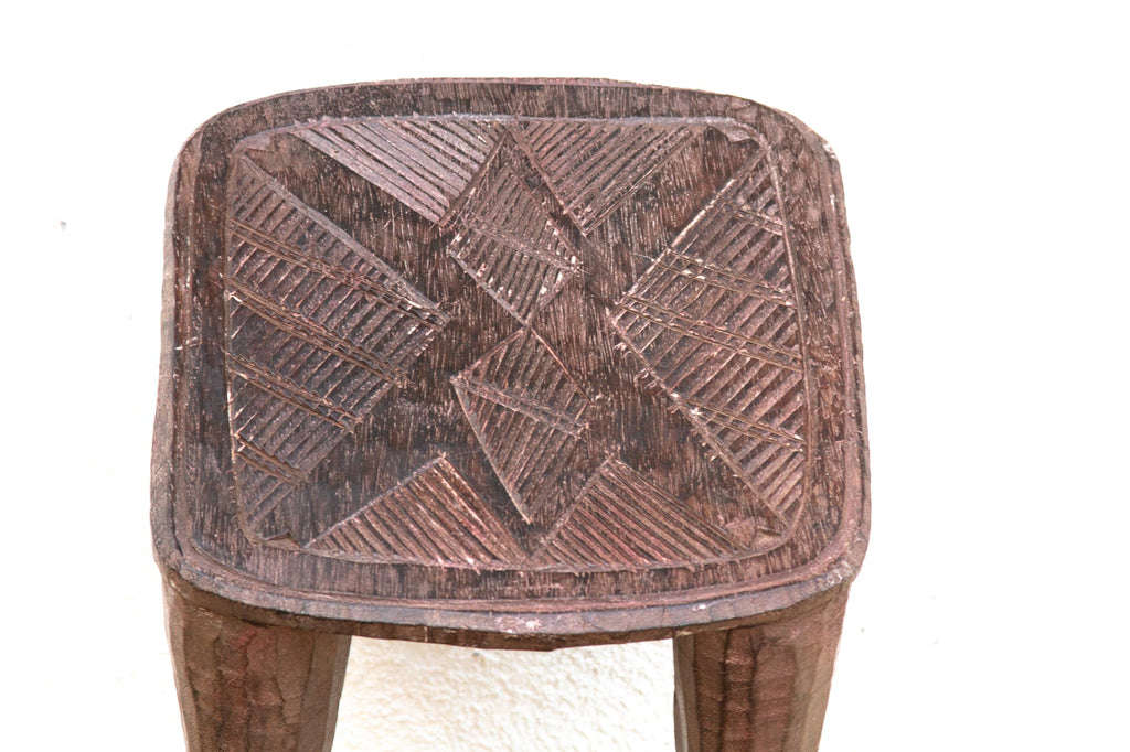 Carved Nupe Stool, Geometric Grace
