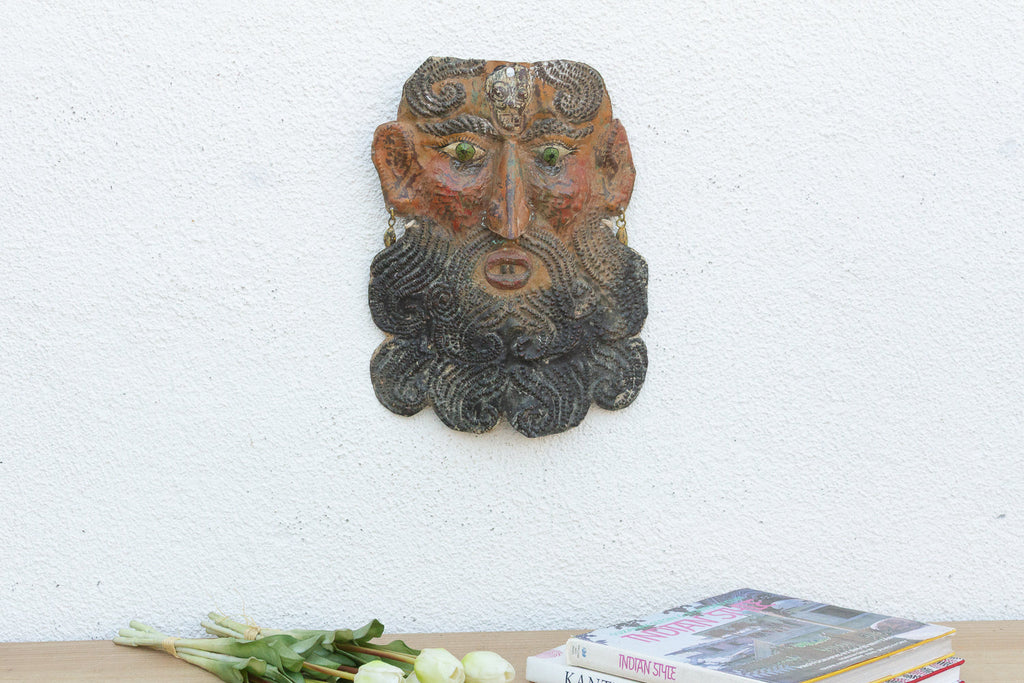 Vintage Mexican Folk Art Painted Mask