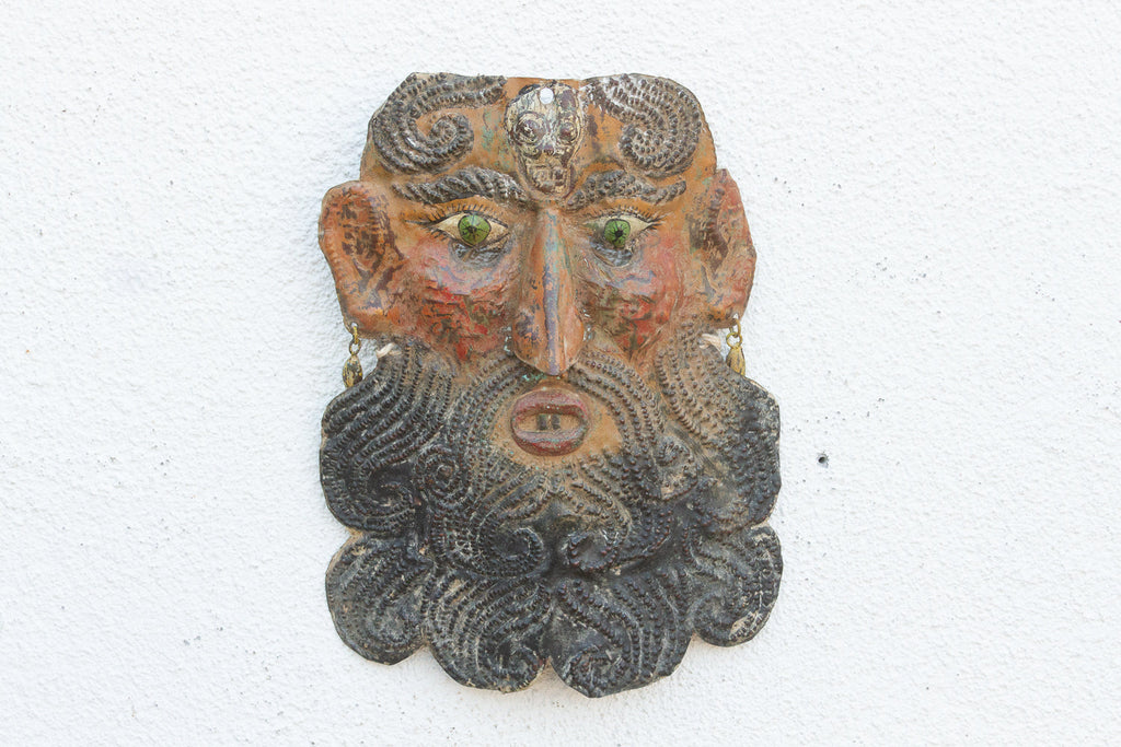 Vintage Mexican Folk Art Painted Mask