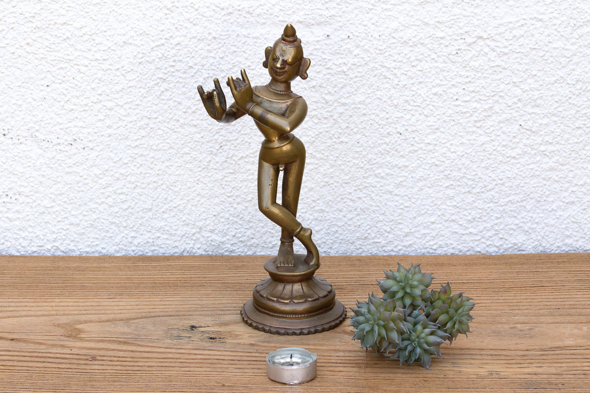 19th Century Indian Brass Krishna Figure