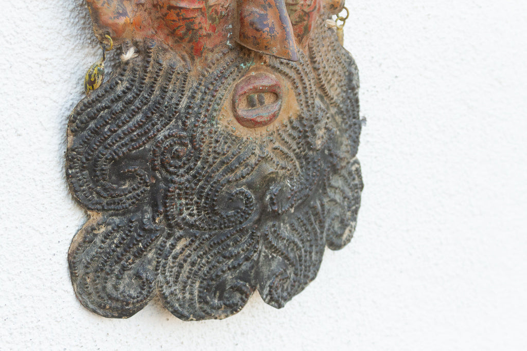 Vintage Mexican Folk Art Painted Mask