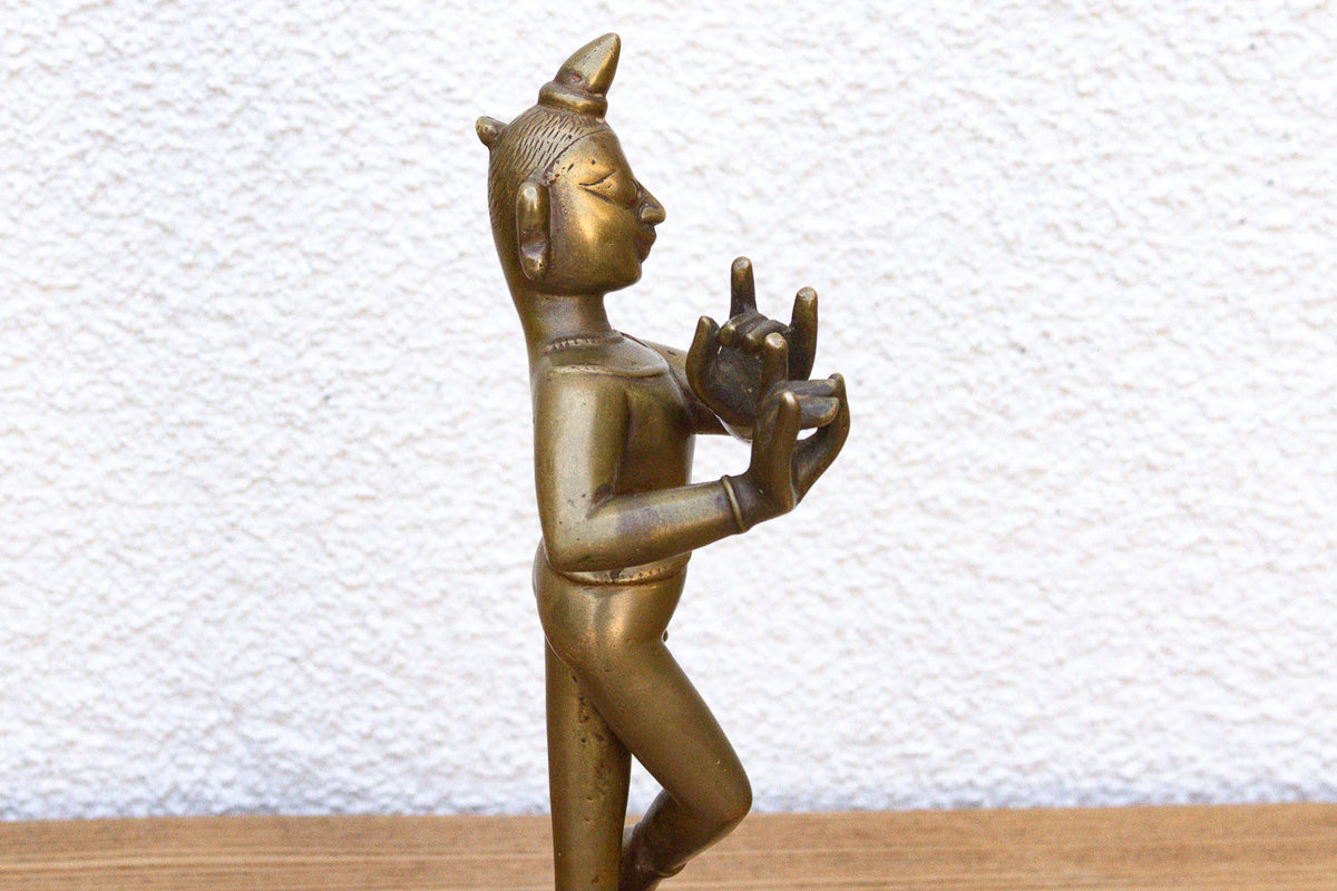 19th Century Indian Brass Krishna Figure