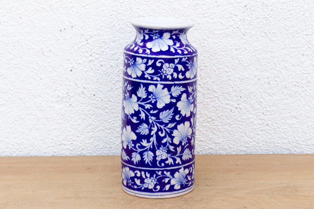 Blue & White Jaipur Pottery Vase