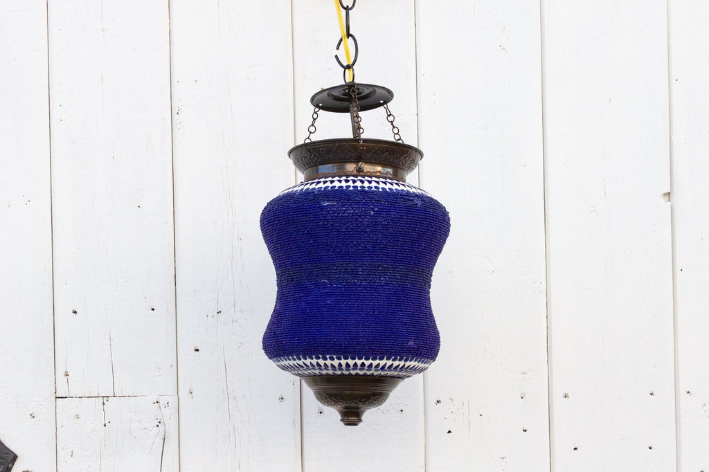 Blue Beaded Pendant Lamp