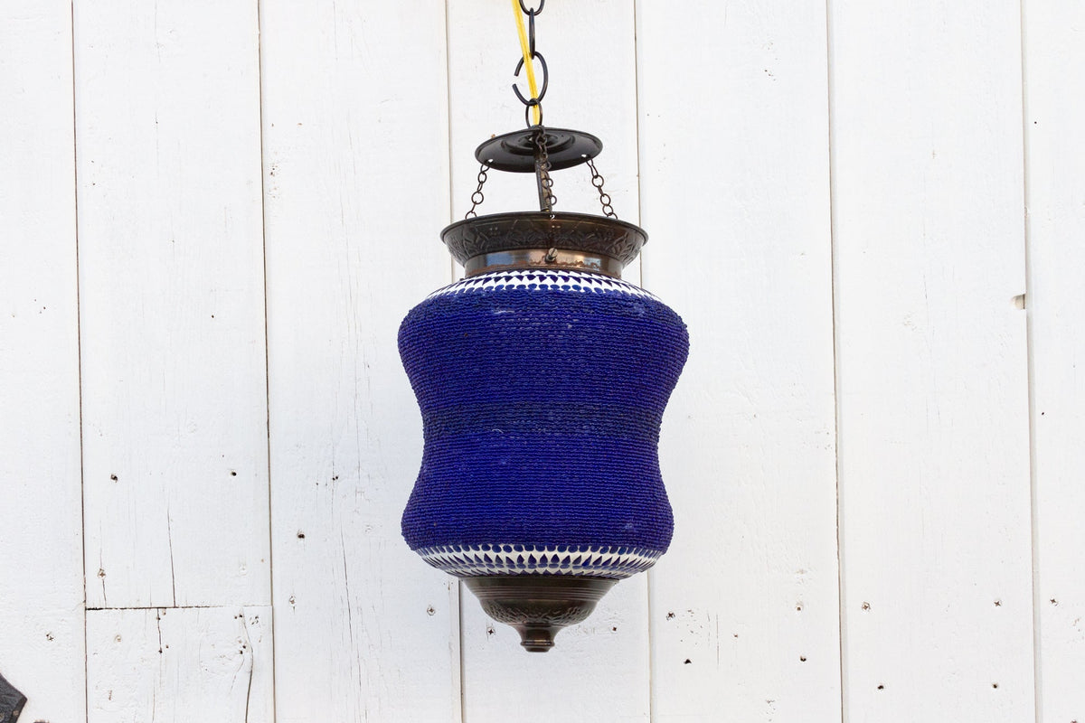 Blue Beaded Pendant Lamp