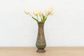 Mid-Century Etched Brass & Enamel Vase