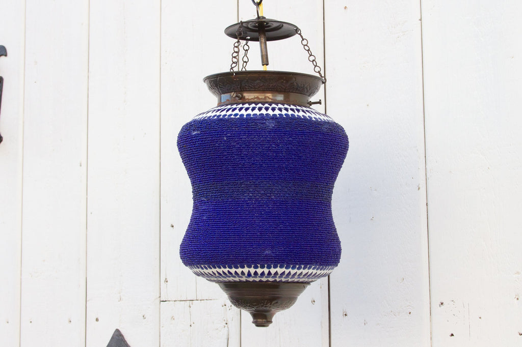 Blue Beaded Pendant Lamp