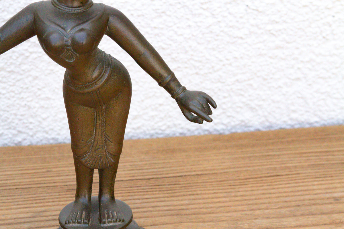 Antique Sculptural Brass Indian Tribhanga Icon