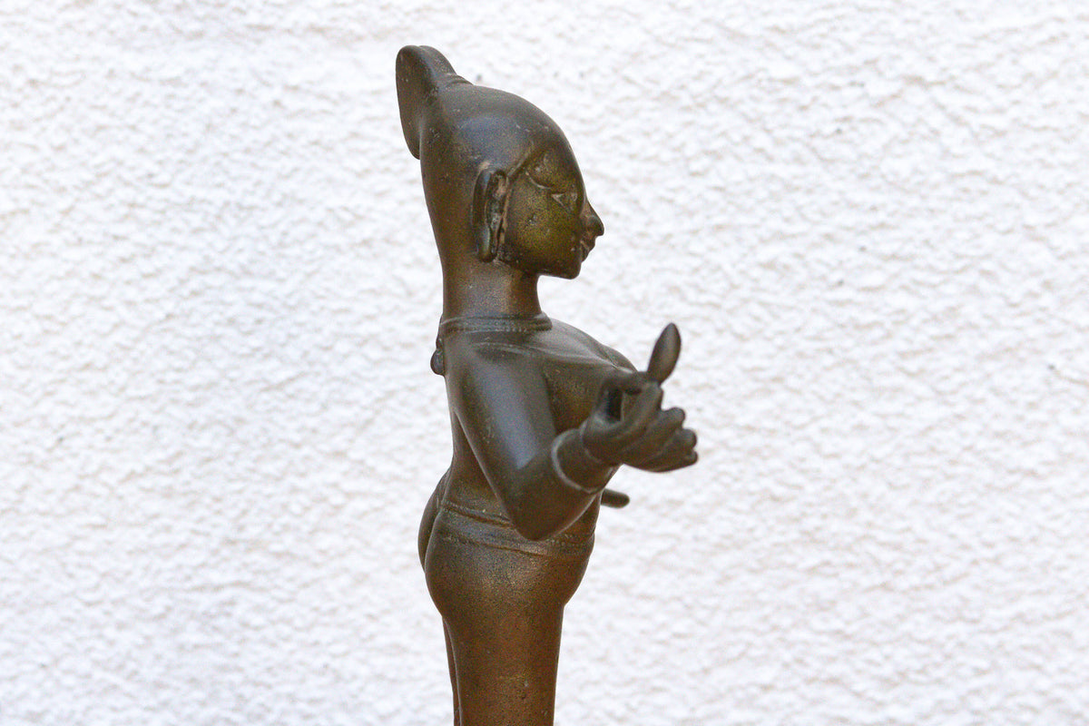 Antique Sculptural Brass Indian Tribhanga Icon