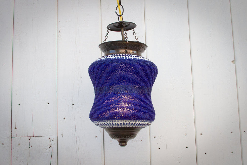 Blue Beaded Pendant Lamp