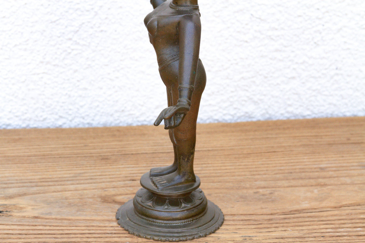 Antique Sculptural Brass Indian Tribhanga Icon