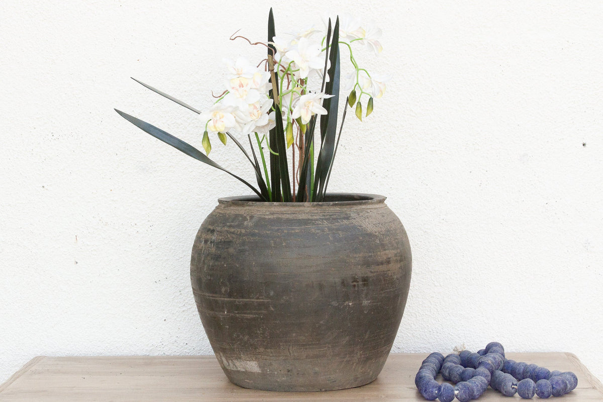 Vintage Moss Charcoal Clay Pot