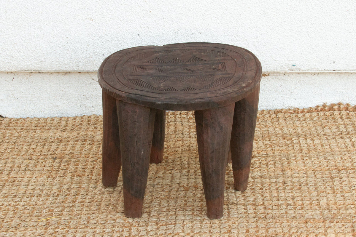 Small Solid Wood Carved Nupe Table