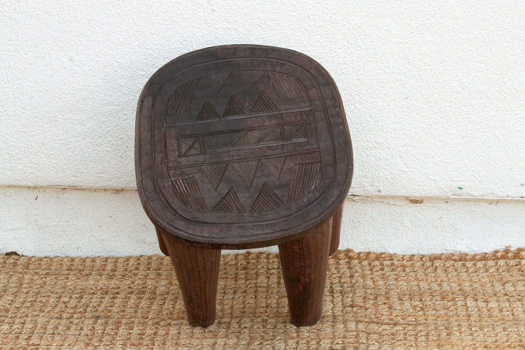 Rustic Carved Cabin Round Small Table